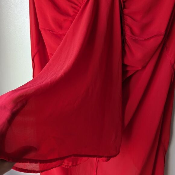 Romeo & Juliette Red Maxi Dress – Deep V, Open Back, Flutter Sleeves – S‎ - Picture 6 of 10